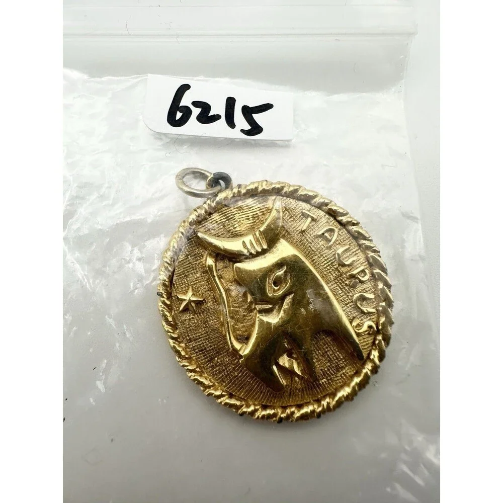Vintage Taurus Medallion Pendant Horoscope Astrology May April